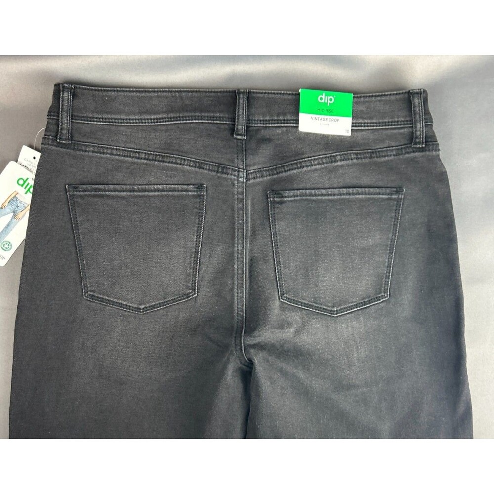 DIP Mid Rise Vintage Crop Black Raw Hem Jeans NWT Size 10 - Picture 8 of 16